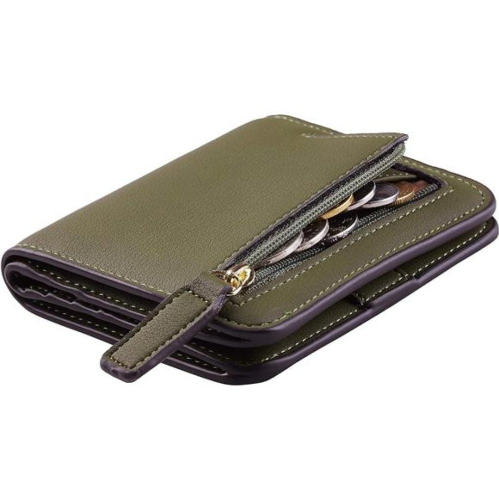 Womens Rfid Blocking Small Compact Bifold Luxury Genuine Leather Pocket Wallet